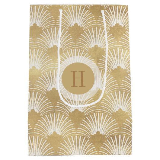 Geometrische Faux Gold Art-Deco Pattern Medium Cadeauzakje (Achterkant)