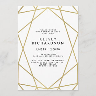 Geometrische Faux Gold Look op wit Vrijgezellenfee Kaart