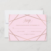 Geometrische Faux Roos Goud en Roze Huwelijk RSVP (Voorkant)