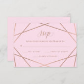 Geometrische Faux Roos Goud en Roze Huwelijk RSVP (Voorkant / Achterkant)