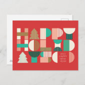 Geometrische feestvreugde feestdagenkaart (Voorkant / Achterkant)