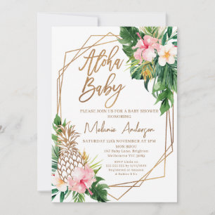 Geometrische Floral Aloha Baby Baby shower Kaart