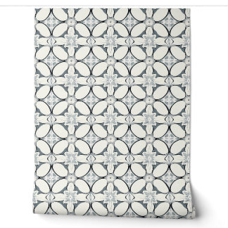 Geometrische Floral Elegance Petite - Grijs, Cream Behang