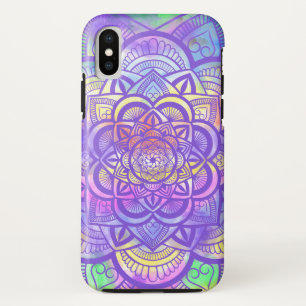 Geometrische Floral Mandala Paarse Multi-Waterverf iPhone X Hoesje