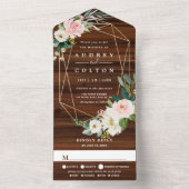 Geometrische Floral Rustic Wood Weddenschap All In One Uitnodiging (Binnen)