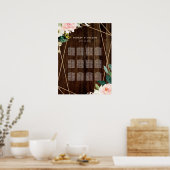 Geometrische Floral Rustic Wood Wedding Seating Ch Poster (Keuken)