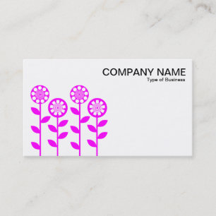 Geometrische Flowers - Magenta op Wit Visitekaartje