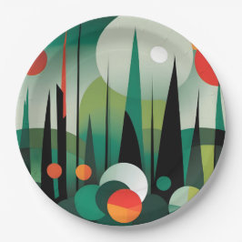 Geometrische Forest Dawn Papieren Bordje