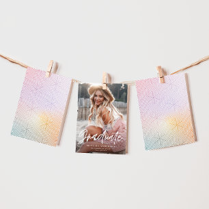 Geometrische foto roze pastelregenboogafstuderen aankondiging