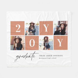 Geometrische fototypografie afstuderen terracotta fleece deken