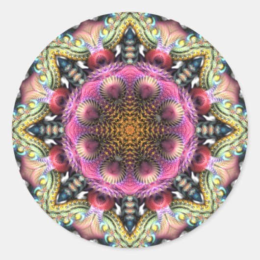 Geometrische Fractal Mandala Star Sticker (Voorkant)