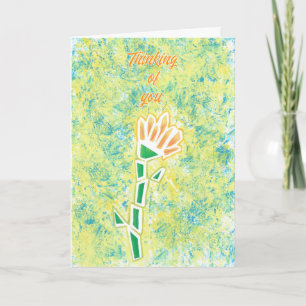 Geometrische geel oranje bloem Denken aan jou Kaart