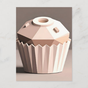 Geometrische Gefacetteerde Cupcake Kunst Briefkaart