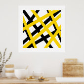 Geometrische gele zwarte streep poster (Keuken)
