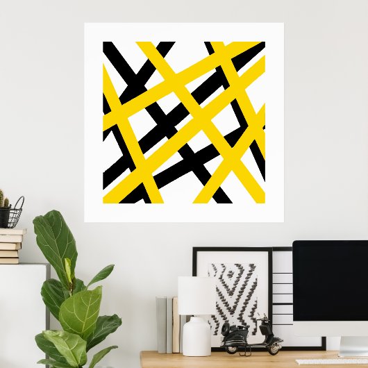 Geometrische gele zwarte streep poster (Thuiskantoor)