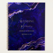 Geometrische geode Deep Blue Roos Gold Agate Weddi Planner (Voorkant)