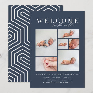 Geometrische geometrische marineweergave van de vo bedankkaart