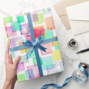 Geometrische geometrische Waterverf van pasta's Mo Cadeaupapier