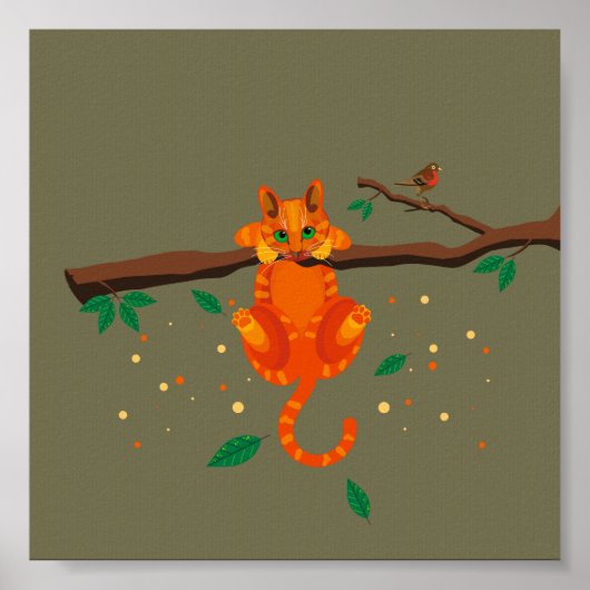 Geometrische Ginger Cat illustration Poster (Voorkant)