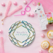 Geometrische Glam-kleuren en Gold Custom Chic Part Papieren Bordje (Feest)