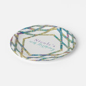 Geometrische Glam-kleuren en Gold Custom Chic Part Papieren Bordje (Gekanteld)