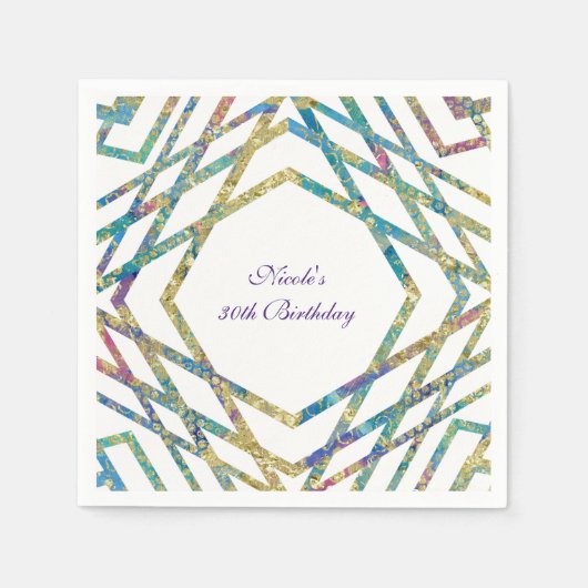 Geometrische Glam-kleuren en Gold Custom Chic Part Servetten (Voorkant)