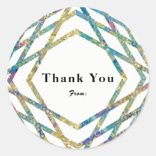 Geometrische Glam Kleuren & Gouden Aangepaste Fees Ronde Sticker