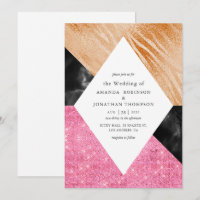 Geometrische Glam Nep Glitter Marmeren Bruiloft