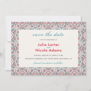 Geometrische glinsterende metalen luxe trouw save the date