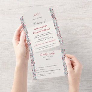 Geometrische Glitterende Metallic Luxe Trouw All In One Uitnodiging