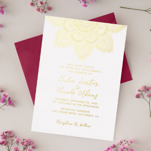 Geometrische Glitterende Metallic Luxe Trouwfeest Folie Uitnodiging