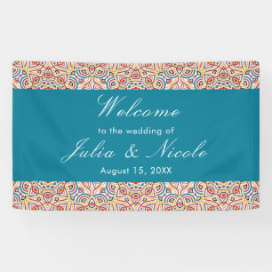 Geometrische Glitterende Metallic Luxe Trouwfeest Spandoek