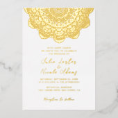 Geometrische Glittering Gold Cultuur Mandala Folie Uitnodiging (Voorkant)