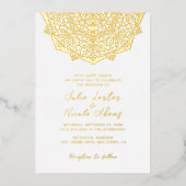 Geometrische Glittering Gold Cultuur Mandala Folie Uitnodiging (Voorkant)