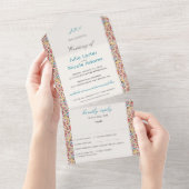 Geometrische Glittering Metallic Luxe Huwelijk All In One Uitnodiging (Afscheurbaar)