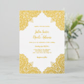 Geometrische Glittering Metallic Luxe Huwelijk Folie Uitnodiging (Staand Voorkant)