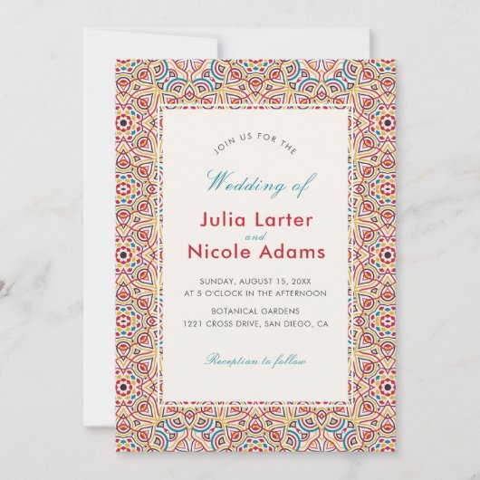 Geometrische Glittering Metallic Luxe Huwelijk Kaart (Voorkant)