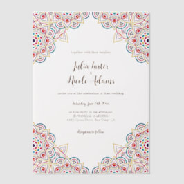 Geometrische Glittering Metallic Luxe Huwelijk Vellum Uitnodigingen