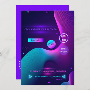 Geometrische gloed in de Donkere Neon Birthday Par Kaart