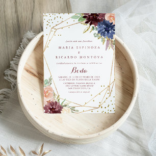 Geometrische Gold Glitter Calligraphy Spain Weddin Kaart