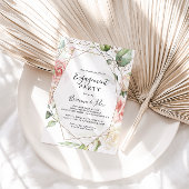 Geometrische Gold Green Foliage Engagement Party Kaart