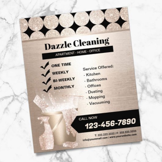 Geometrische Gold House Cleaning Service Housekeep Flyer