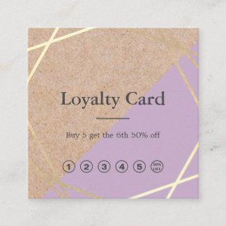 Geometrische Gold Kraft Printed Lavender Loyalty Vierkante Visitekaartje