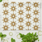 Geometrische Gold Starburst Striped Pattern Theedoek (Gevouwen)