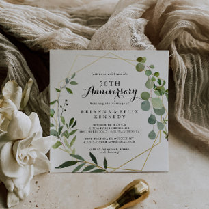 Geometrische Gold Tropical 50th Wedding Jubileum Kaart