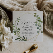 Geometrische Gold Tropical Green Couples Shower Kaart