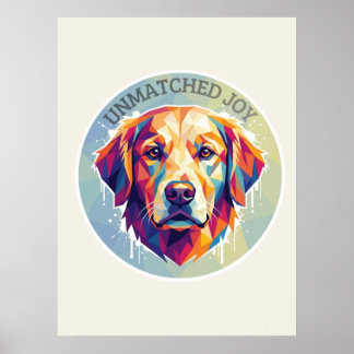 Geometrische Golden Retriever - Kleurrijke Pop-Art Poster
