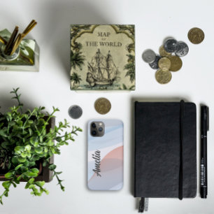 Geometrische golf pastelkleur met naam iPhone 11 pro hoesje