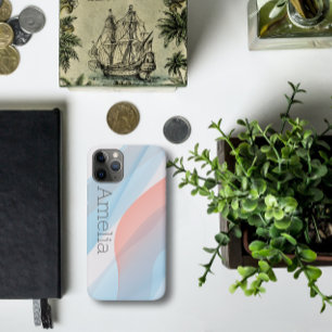 Geometrische golf stoffig blauw roze iPhone 11 pro hoesje