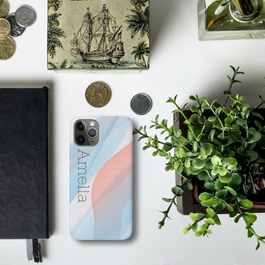 Geometrische golf stoffig blauw roze Case-Mate iPhone case